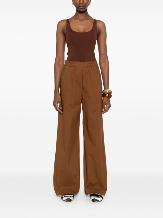 Forte Forte Cotton Trousers — Brown Wide Leg (New)