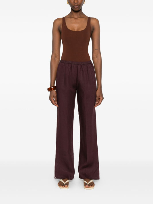 Forte Forte Linen Trousers — Brown Elasticated Waist