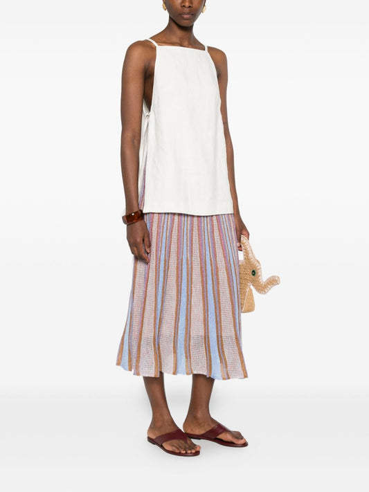 Forte Forte Pleated Long Skirt — Bronzo Stripes