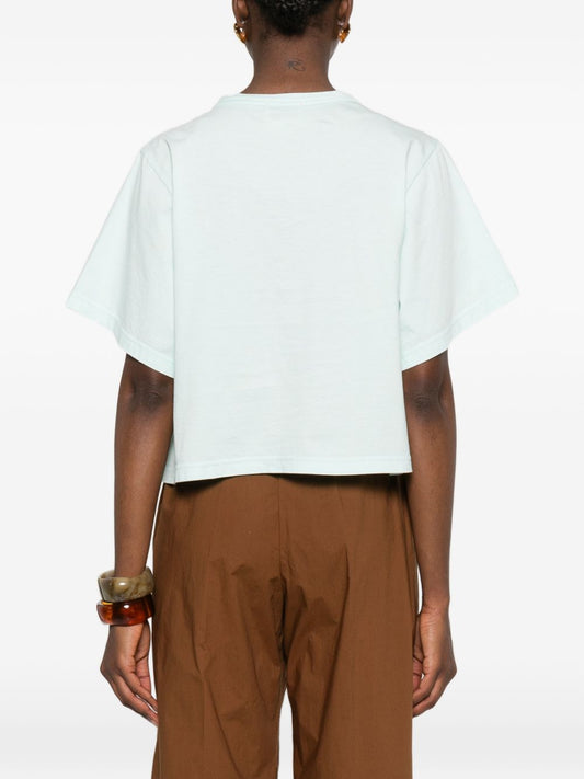 Forte Forte Embroidered Cotton T‑Shirt — Azzurro Floral