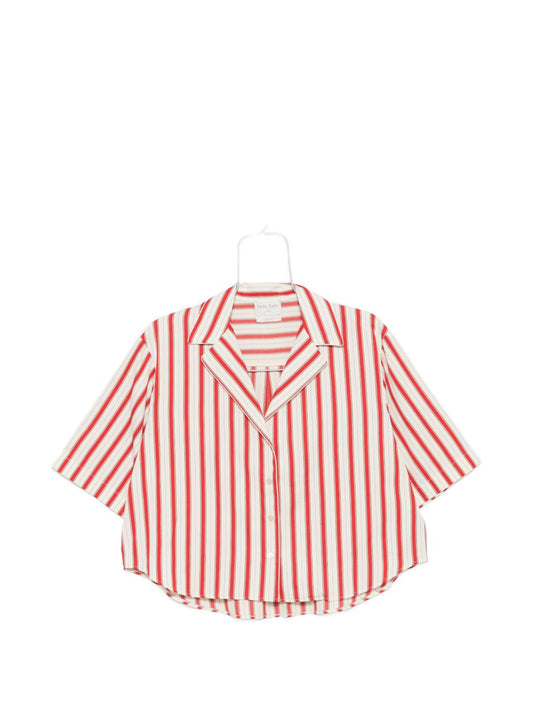 Forte Forte Striped Shirt — Womens Red Short Sleeve (New)