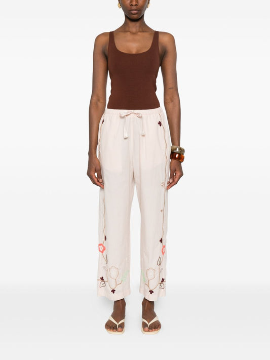 Forte Forte Embroidered Cotton Trousers – Cipria Floral