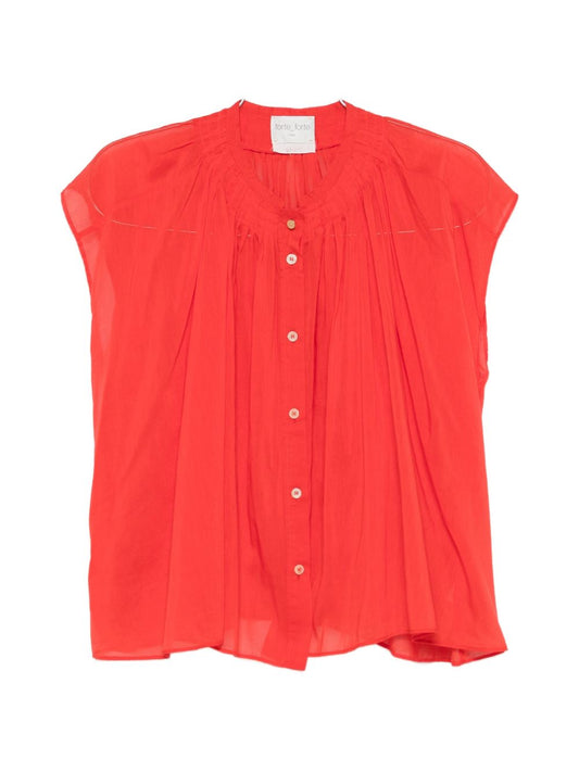 Forte Forte Voile Cotton & Silk Shirt — Red, New In