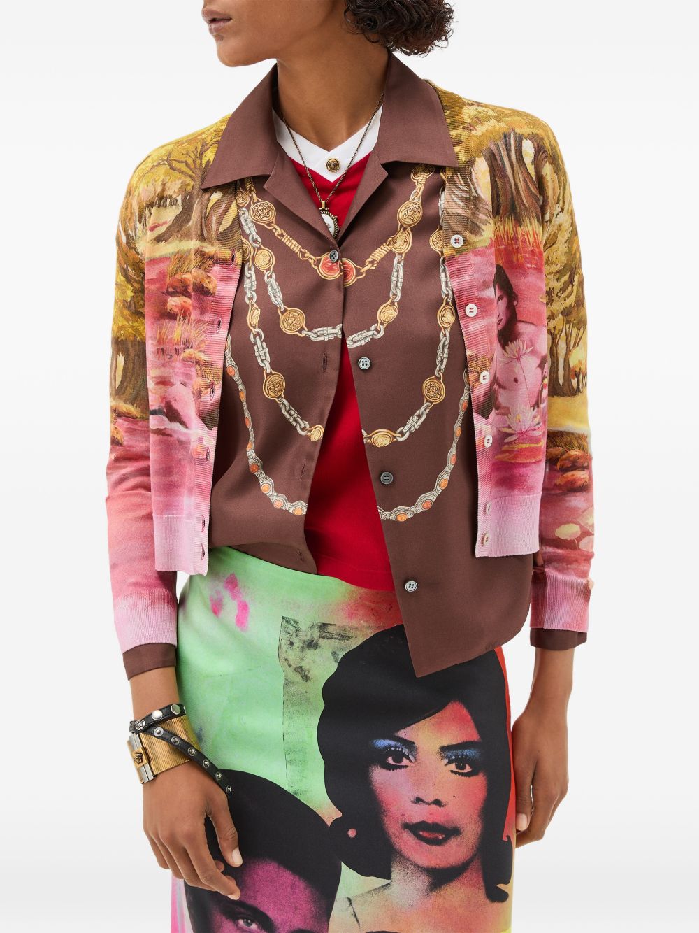 Versace Printed Silk Cardigan - The Naturist V‑Neck