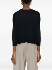 Base Dark Blue Linen-Cotton Sweater for Women