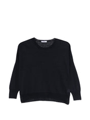Base Dark Blue Linen-Cotton Sweater for Women