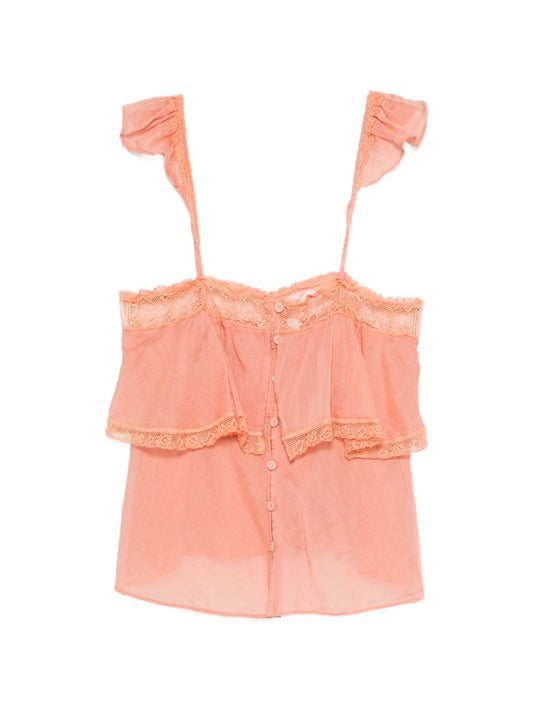 Forte Forte Cotton & Silk Voile Top — Pink Ruffles