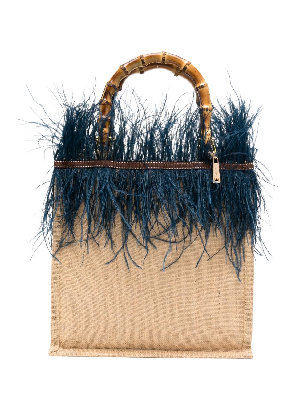La Milanesa Violetta Medium Handbag — Blue Bamboo Handle