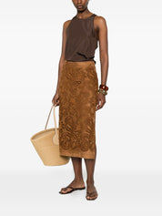 Ermanno Firenze Suede Long Skirt - Light Brown