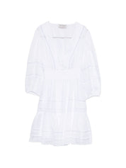 Ermanno Firenze Cotton Short Dress — White Lace Trim