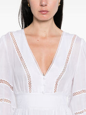 Ermanno Firenze Cotton Short Dress — White Lace Trim