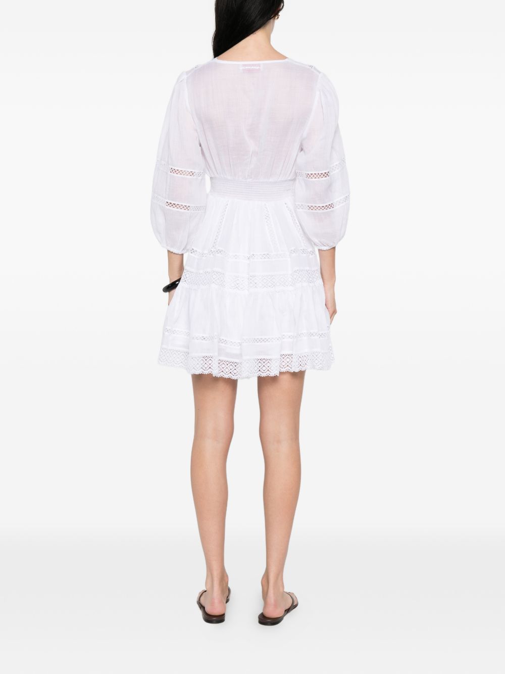 Ermanno Firenze Cotton Short Dress — White Lace Trim
