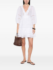 Ermanno Firenze Cotton Short Dress — White Lace Trim