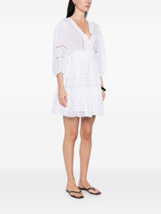 Ermanno Firenze Cotton Short Dress — White Lace Trim