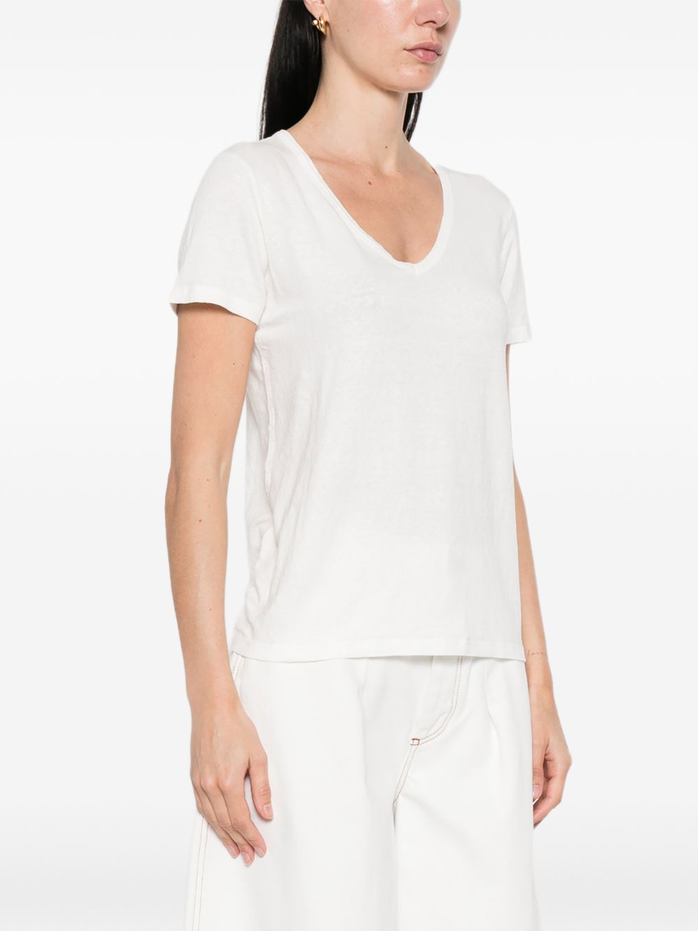 Base Linen T‑Shirt — White Topwear for Women