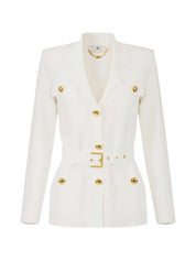 Elisabetta Franchi Ivory Belted Jacket — New In