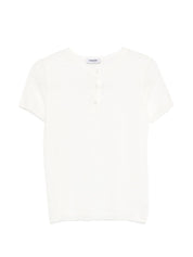 Base Linen & Cotton T‑Shirt — White Topwear for Women