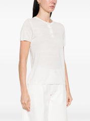 Base Linen & Cotton T‑Shirt — White Topwear for Women