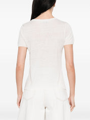 Base Linen & Cotton T‑Shirt — White Topwear for Women
