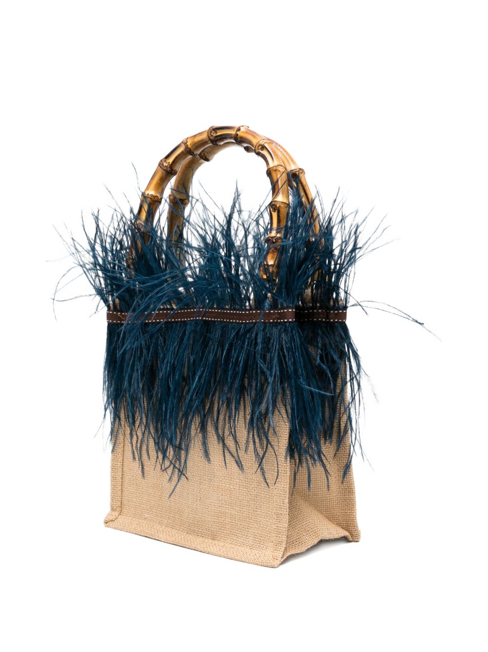 La Milanesa Violetta Small Handbag - Blue Bamboo Handle