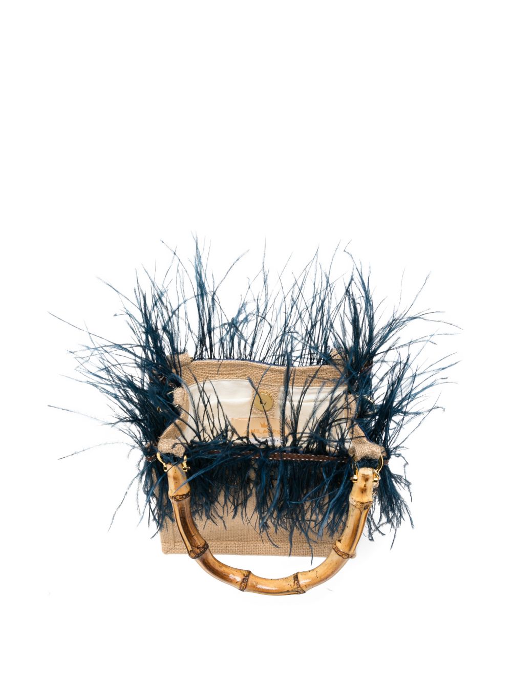 La Milanesa Violetta Small Handbag - Blue Bamboo Handle
