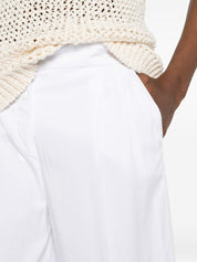 Via Masini 80 Trousers — White Linen Wide Leg