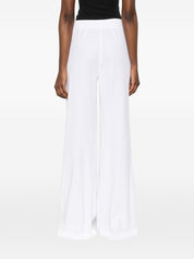 Via Masini 80 Trousers — White Linen Wide Leg