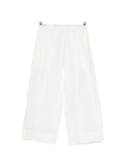 Apuntob Cotton Blend Trousers — White Wide Leg