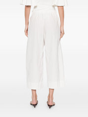 Apuntob Cotton Blend Trousers — White Wide Leg