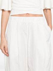 Apuntob Cotton Blend Trousers — White Wide Leg