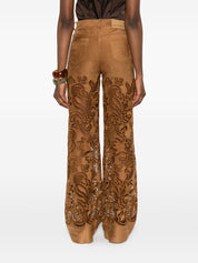 Ermanno Firenze Suede Trousers — Light Brown Leather-Effect