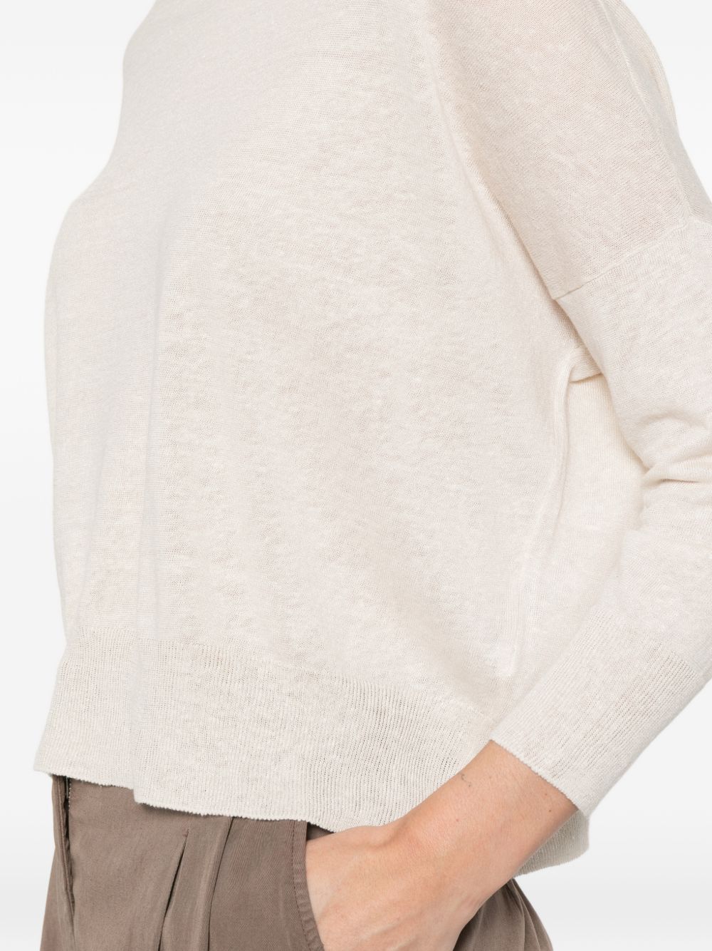 Base Linen & Cotton Blend Sweater — Beige Topwear