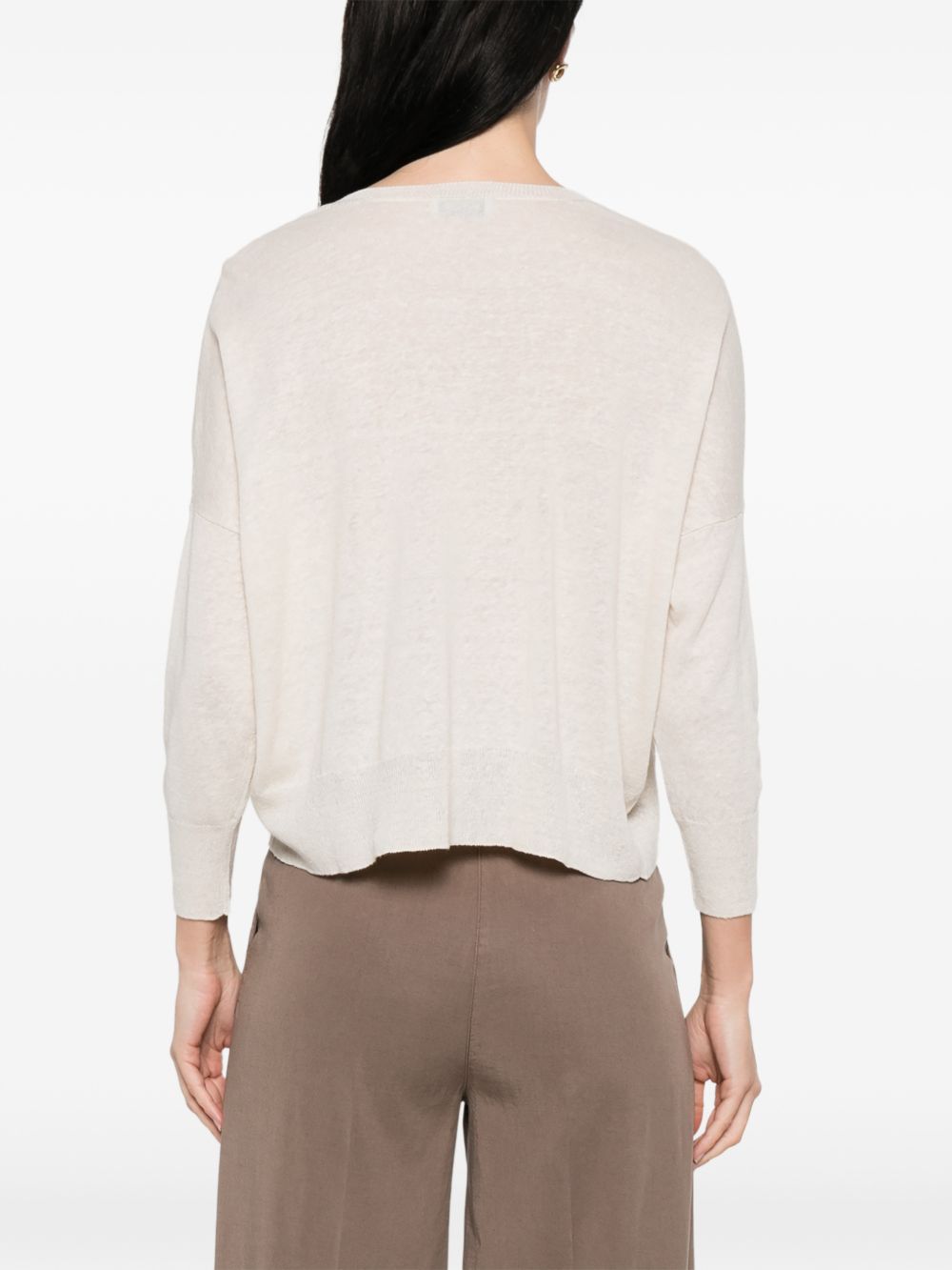 Base Linen & Cotton Blend Sweater — Beige Topwear