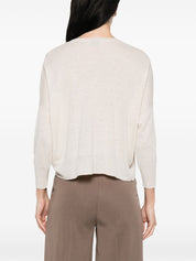 Base Linen & Cotton Blend Sweater — Beige Topwear