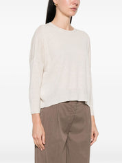 Base Linen & Cotton Blend Sweater — Beige Topwear