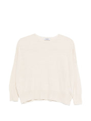 Base Linen & Cotton Blend Sweater — Beige Topwear