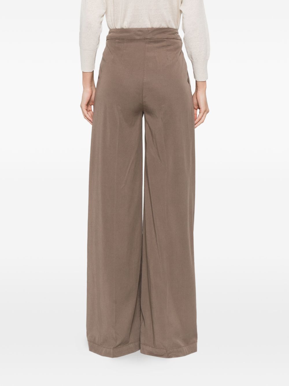 Via Masini 80 Linen Trousers — Wide Leg Brown