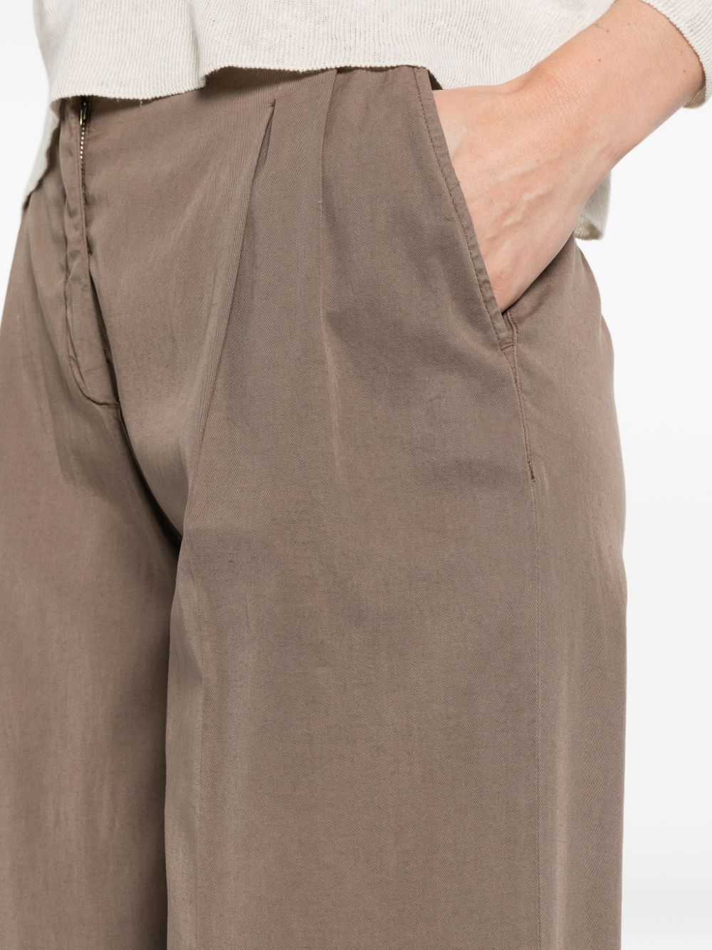 Via Masini 80 Linen Trousers — Wide Leg Brown