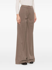Via Masini 80 Linen Trousers — Wide Leg Brown