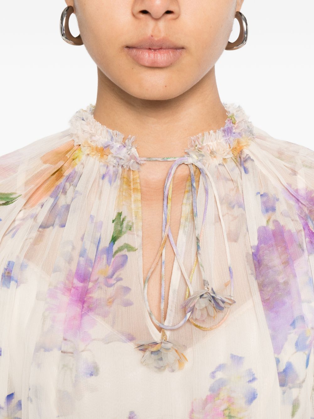 Zimmermann Luna Printed Blouse — Floral Ruffle Top