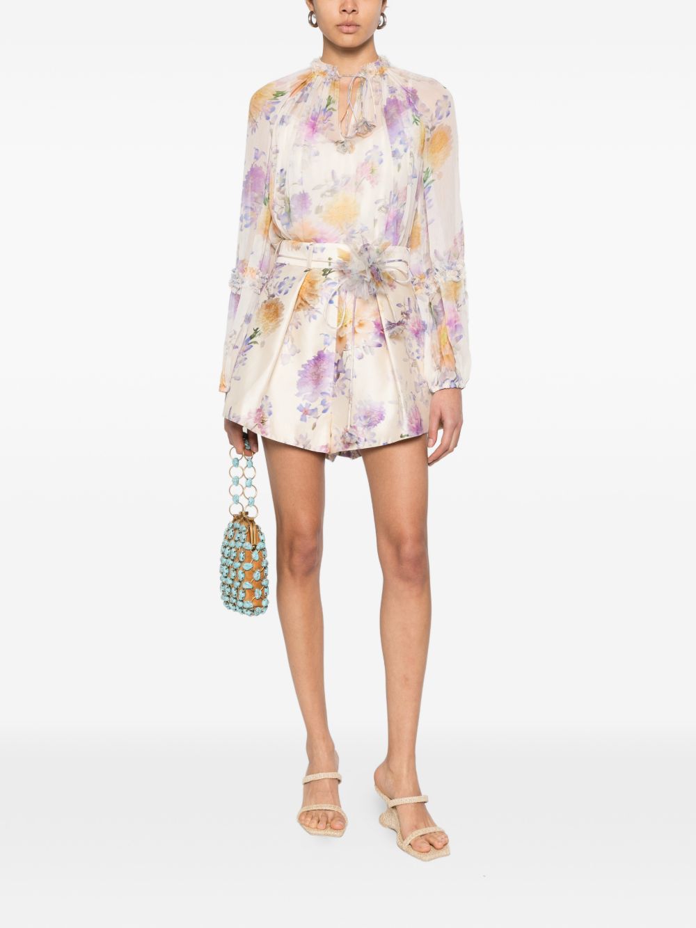 Zimmermann Luna Printed Blouse — Floral Ruffle Top