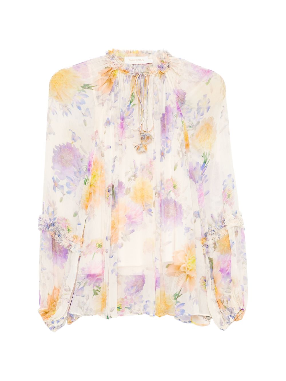 Zimmermann Luna Printed Blouse — Floral Ruffle Top