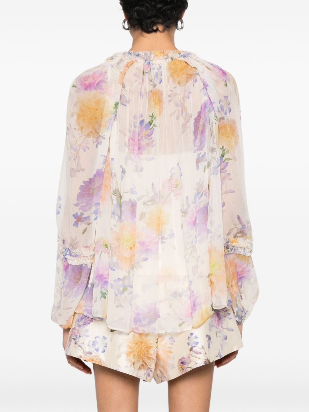 Zimmermann Luna Printed Blouse — Floral Ruffle Top