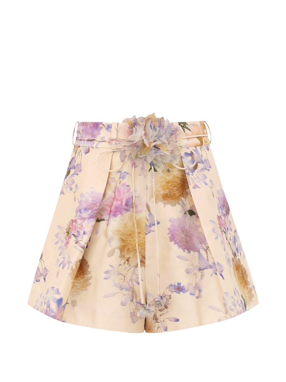 Zimmermann Luna Printed Shorts — Crema Floral Silk