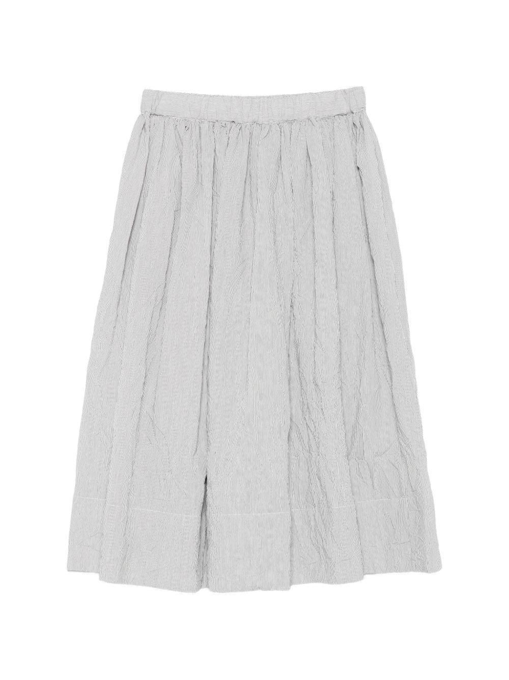 Apuntob Striped Midi Skirt — Blue Pleated Skirt