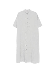 Apuntob Striped Midi Dress — Blue Button‑Front