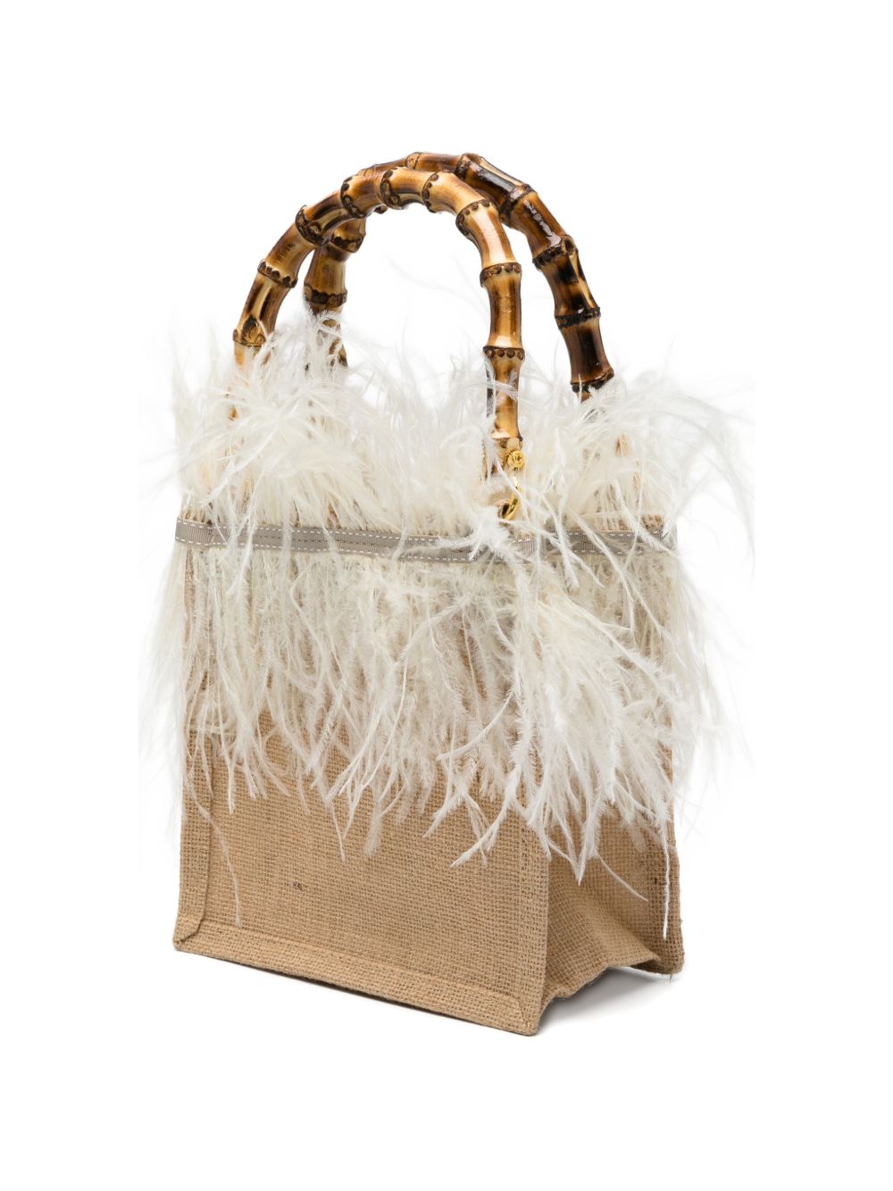 La Milanesa Violetta Small Handbag — Panna Bamboo Handles