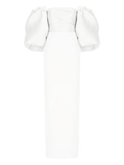 Solace London Floris Maxi Dress — White Off-Shoulder (55€)
