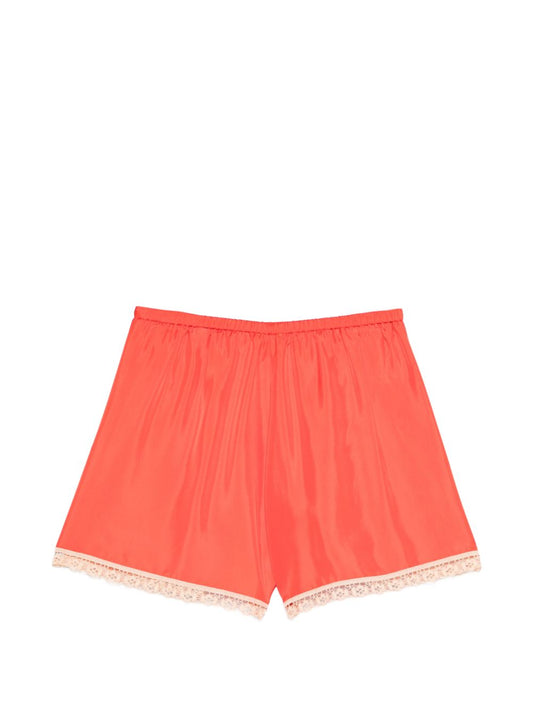 Forte Forte Twill Shorts — Red Lace Trim (Women)