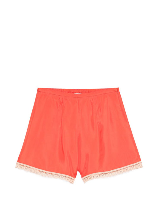 Forte Forte Twill Shorts — Red Lace Trim (Women)